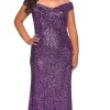 Long La Femme Sequin Plus-Size Prom Dress