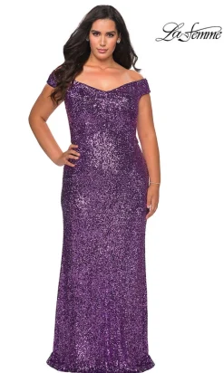Long La Femme Sequin Plus-Size Prom Dress