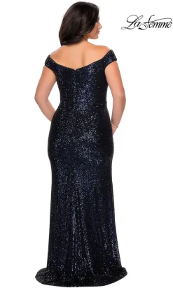Long La Femme Sequin Plus-Size Prom Dress