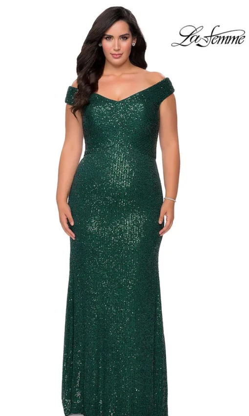 Long La Femme Sequin Plus-Size Prom Dress