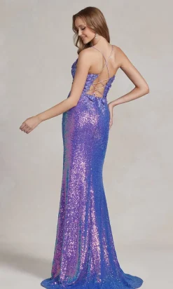 Long Sequin Prom Dress with 3D Floral Embroidery