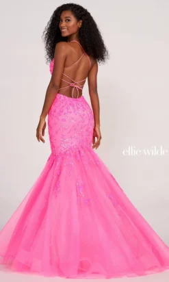 Long Tulle Mermaid Dress By Ellie Wilde EW34011