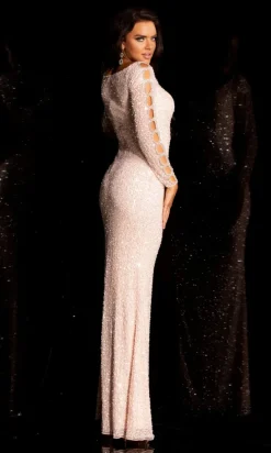 Long-Sleeve Aleta Sequin Formal Gown 365