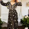 Long-Sleeve Long Sequin Butterfly Prom Dress 12024