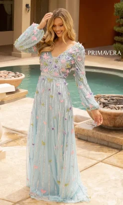 Long-Sleeve Long Sequin Butterfly Prom Dress 12024