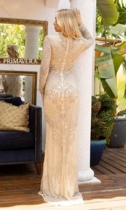 Modest Long Sleeve Beaded Long Formal Dress 12001