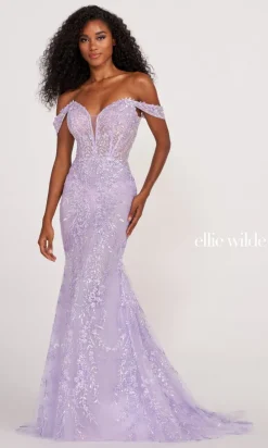 Off The Shoulder Lace Embroidered Prom Dress EW34007