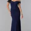 Off-Shoulder Beaded Lace-Bodice Long Formal Dress