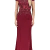 Off-Shoulder Long Formal Dress with Back Cut Out