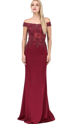 Off-Shoulder Long Formal Dress with Back Cut Out