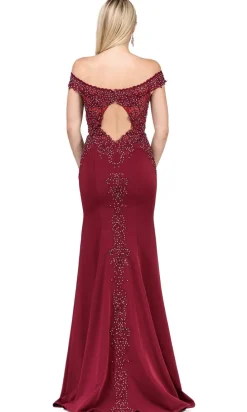 Off-Shoulder Long Formal Dress with Back Cut Out