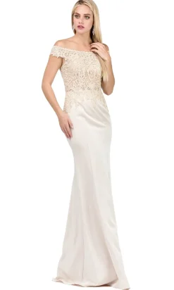 Off-Shoulder Long Formal Dress with Back Cut Out