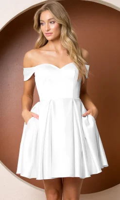 Off-Shoulder Short Homecoming Dress with Pockets