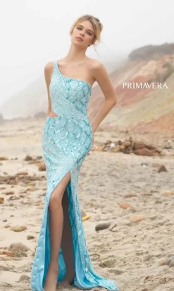 One-Shoulder Cut-Out Long Sequin Dress 3729