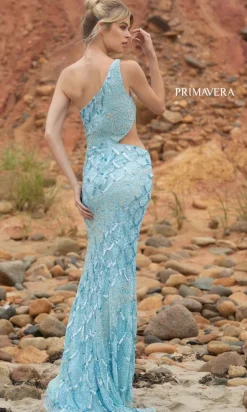 One-Shoulder Cut-Out Long Sequin Dress 3729