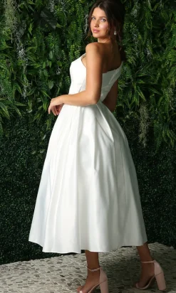 One-Shoulder Midi Semi-Formal Dress