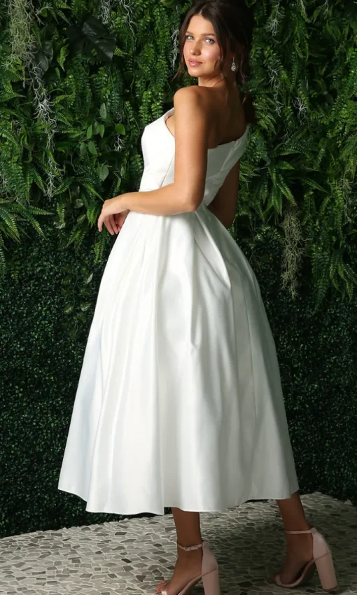 One-Shoulder Midi Semi-Formal Dress