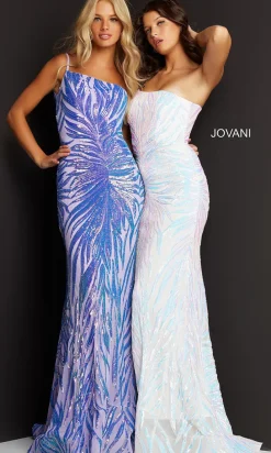One-Shoulder Sequin Long Prom Dress by Jovani