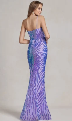 One-Shoulder Sequin-Pattern Long Prom Dress