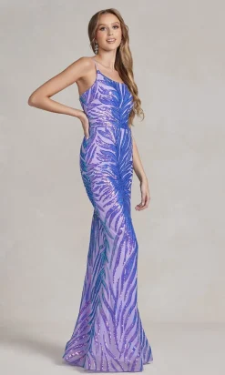 One-Shoulder Sequin-Pattern Long Prom Dress
