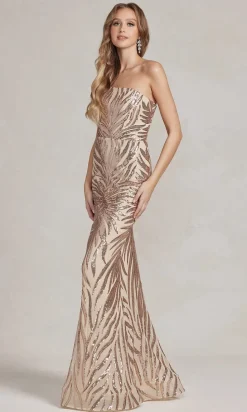 One-Shoulder Sequin-Pattern Long Prom Dress