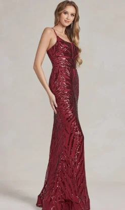 One-Shoulder Sequin-Pattern Long Prom Dress