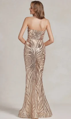 One-Shoulder Sequin-Pattern Long Prom Dress