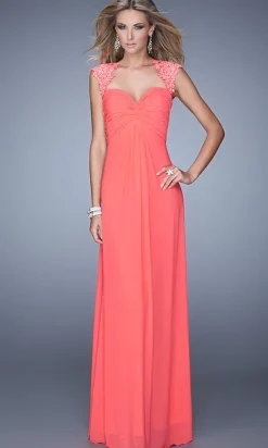 Open-Back Empire-Waist Long La Femme Prom Dress