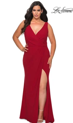 Plus-Size Long La Femme Prom Dress with Slit