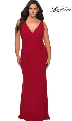 Plus-Size Long La Femme Prom Dress with Slit