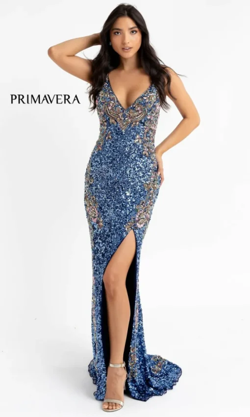 Primavera Ornate Long Sequin Formal Dress 3211