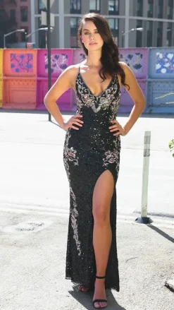 Primavera Ornate Long Sequin Formal Dress 3211