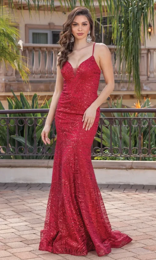 Sequin-Embellished Sleeveless Long Prom Dress 4323