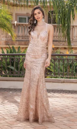 Sequin-Embellished Sleeveless Long Prom Dress 4323