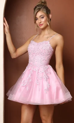Short Lace-Embroidered Baby Doll Homecoming Dress