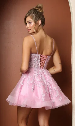 Short Lace-Embroidered Baby Doll Homecoming Dress