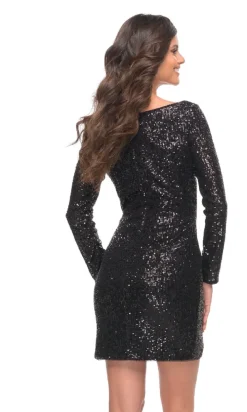 Short Sequin Long Sleeve La Femme Homecoming Dress