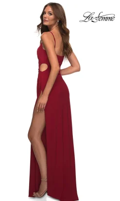 Side Cut-Out La Femme Long Jersey Prom Dress
