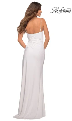 Side Cut-Out La Femme Long Jersey Prom Dress