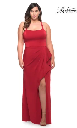 Side Drape La Femme Long Plus-Size Formal Dress