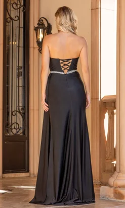 Side-Drape Strapless Long Formal Dress 4324