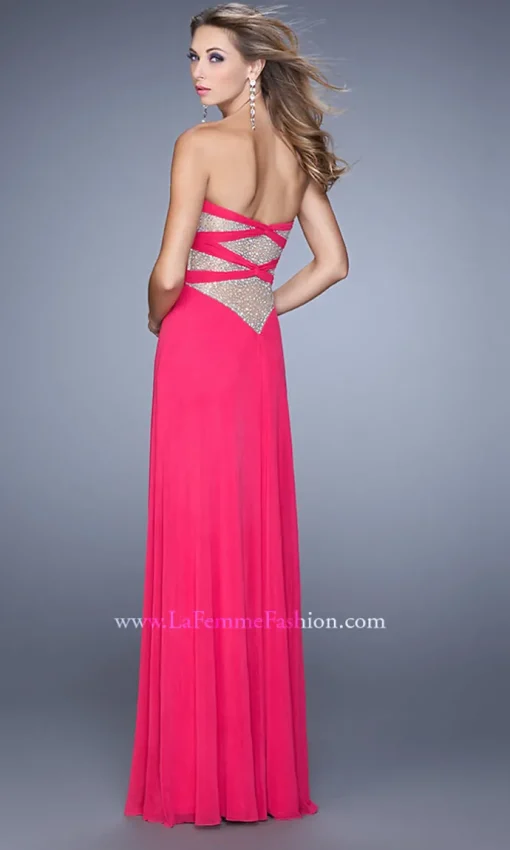 Strapless Long La Femme Prom Dress with Front Knot