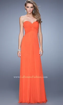 Strapless Long La Femme Prom Dress with Front Knot