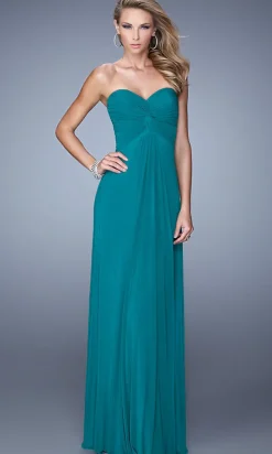 Strapless Long La Femme Prom Dress with Front Knot