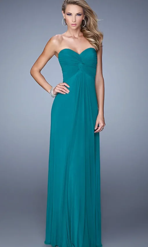 Strapless Long La Femme Prom Dress with Front Knot