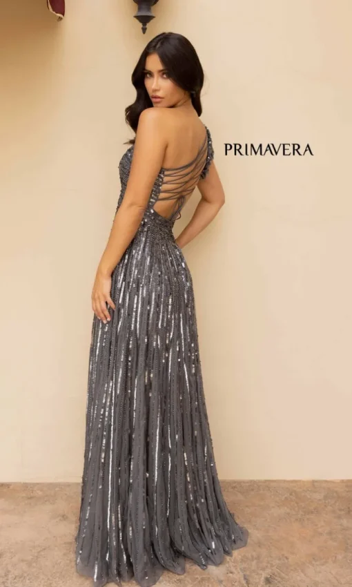 Strappy One-Shoulder Long Sequin Formal Dress 12009