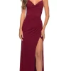 Strappy Open-Back La Femme Long Jersey Prom Dress