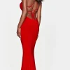 Strappy-Open-Back Long Red Prom Dress by Faviana
