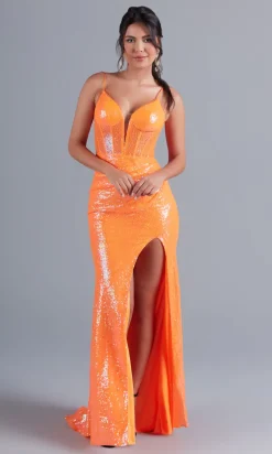 Tight Long Sequin Neon Bright Prom Dress