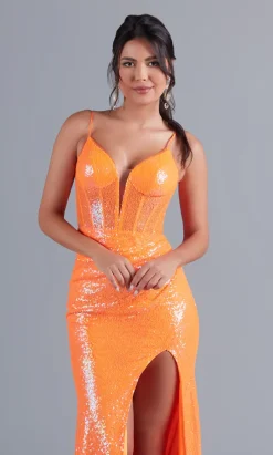 Tight Long Sequin Neon Bright Prom Dress